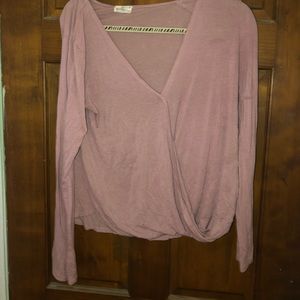 Pink long sleeve front cross shirt